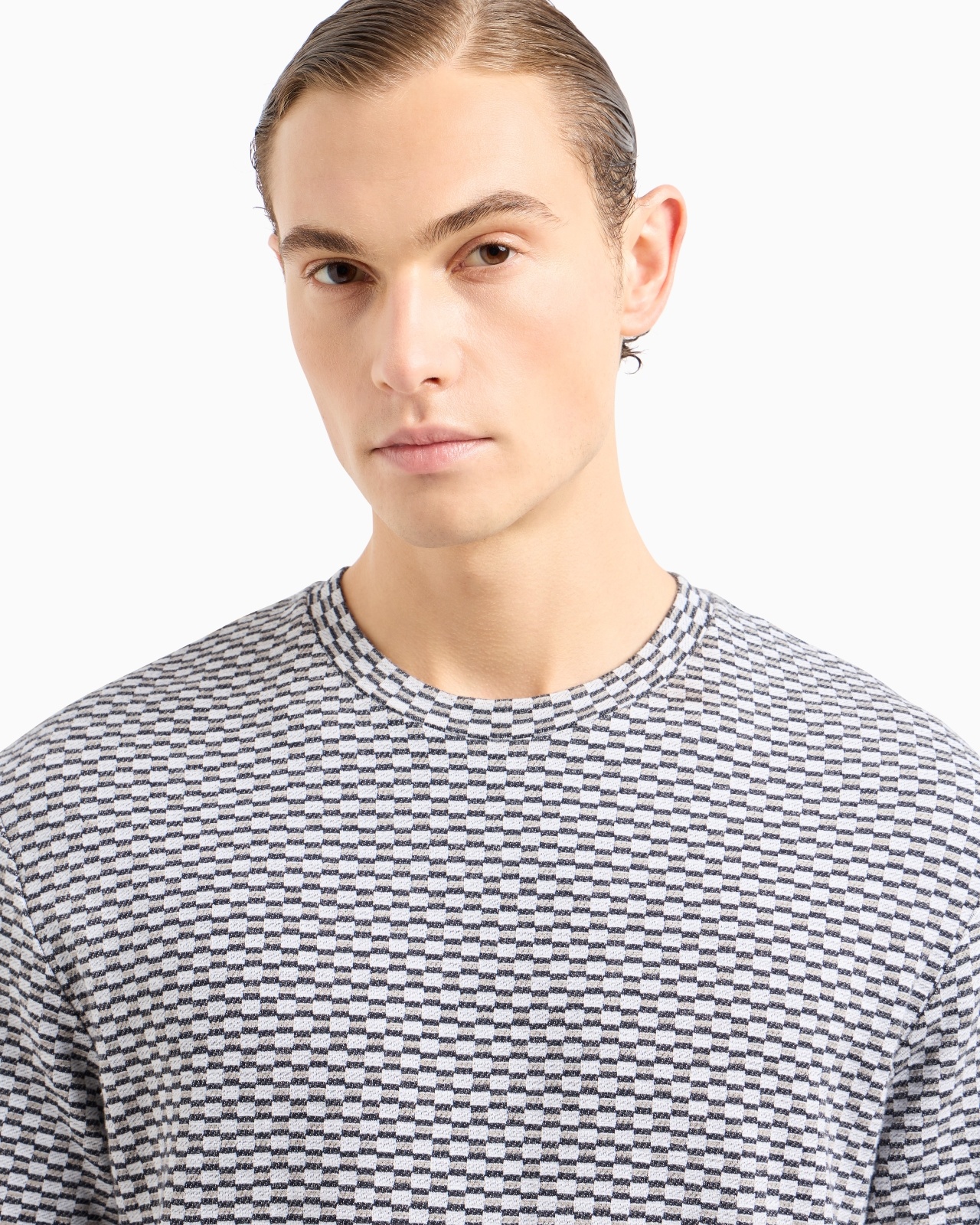 VISCOSE JACQUARD JERSEY CREW-NECK T-SHIRT - 5
