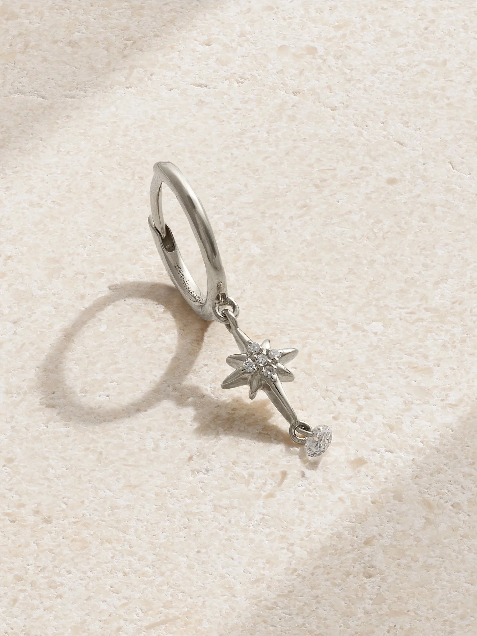 North Star 18-karat white gold diamond single hoop earring Gold - 1