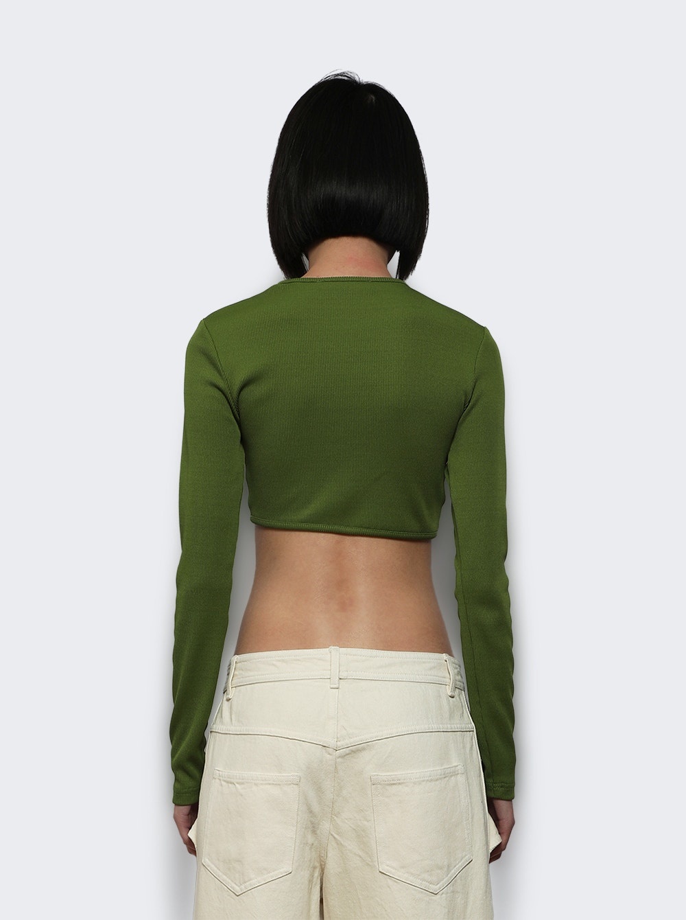 Crystal Pin Long Sleeve Rib Top Mint - 4