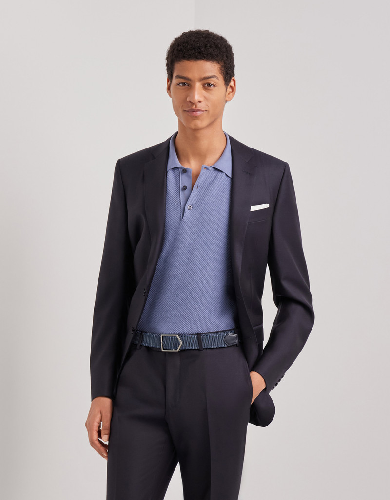 Canali LIGHT DENIM BLUE ELASTIC-WEAVE BELT WITH METAL ARROW BUCKLE outlook