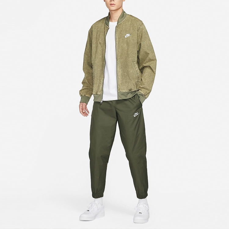 Men's Nike Solid Color Straight Bundle Feet Long Pants/Trousers Sports Pants/Trousers/Joggers Olive  - 3