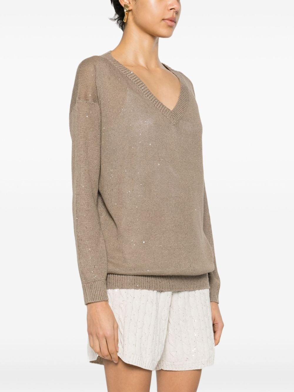 sequin-embellished knitted jumper - 3