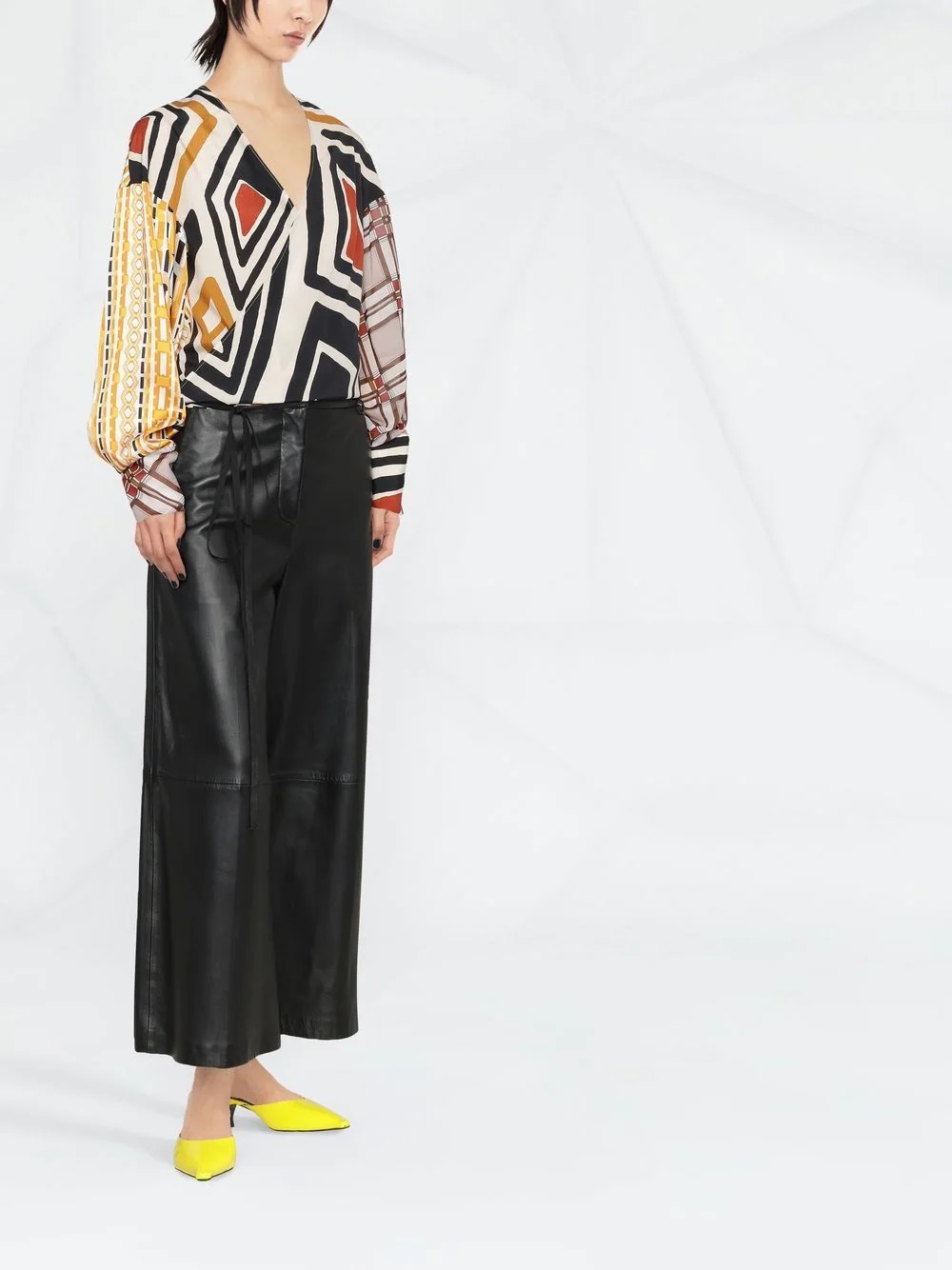 geometric-print wrap-front blouse - 3