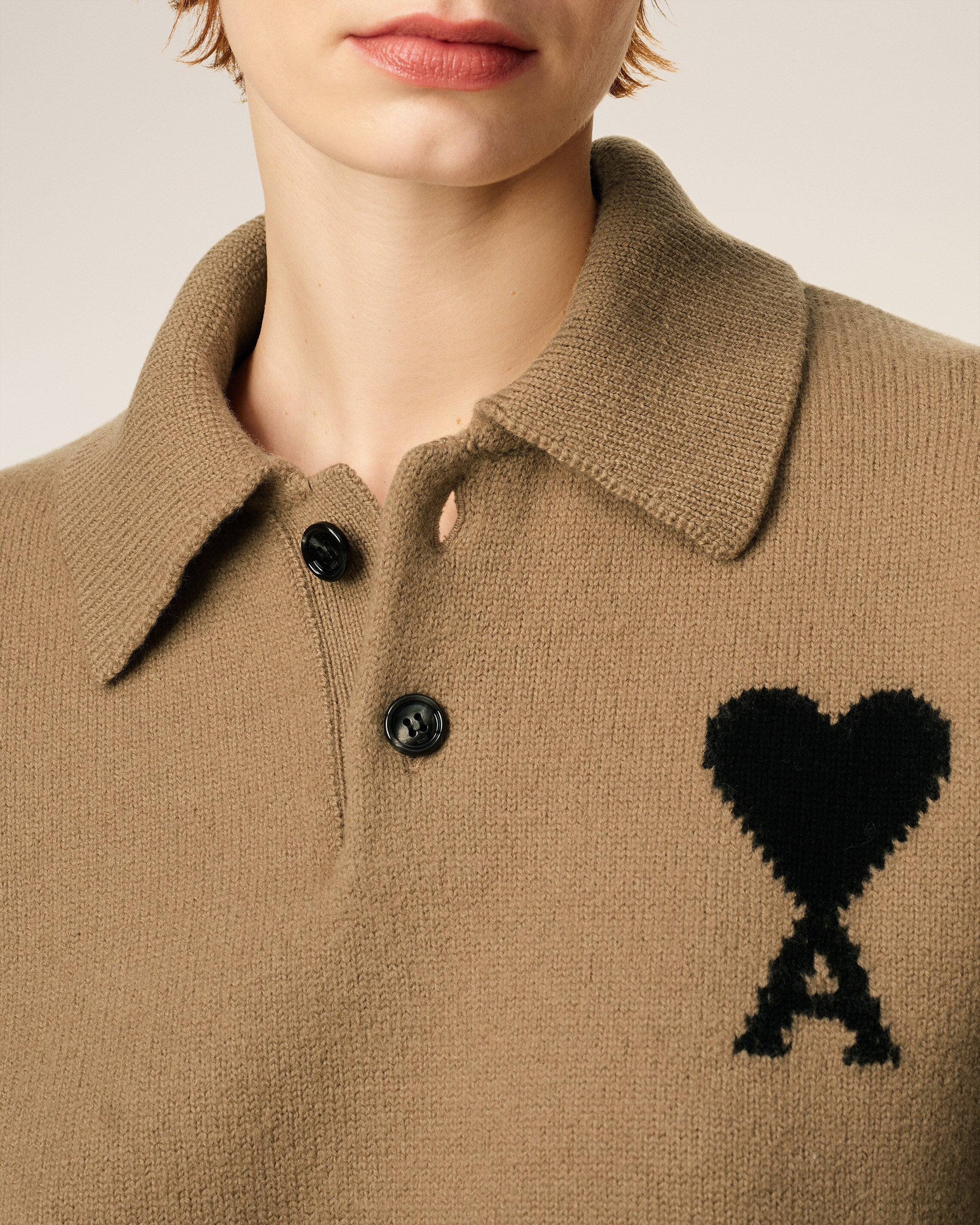 BROWN WOOL AMI DE COEUR POLO - 4