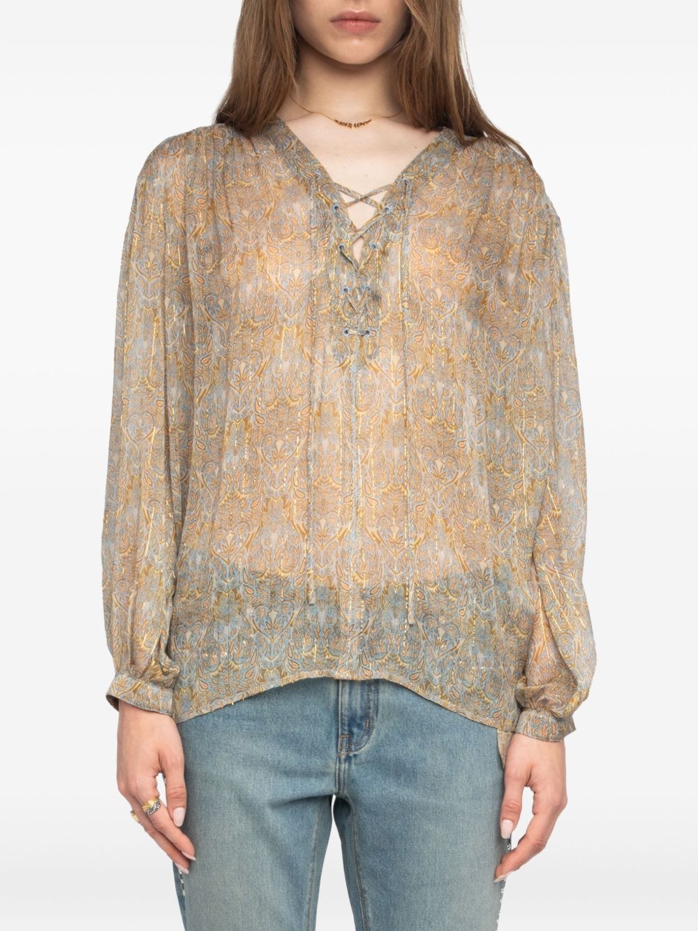 Tamela lace-up blouse - 4