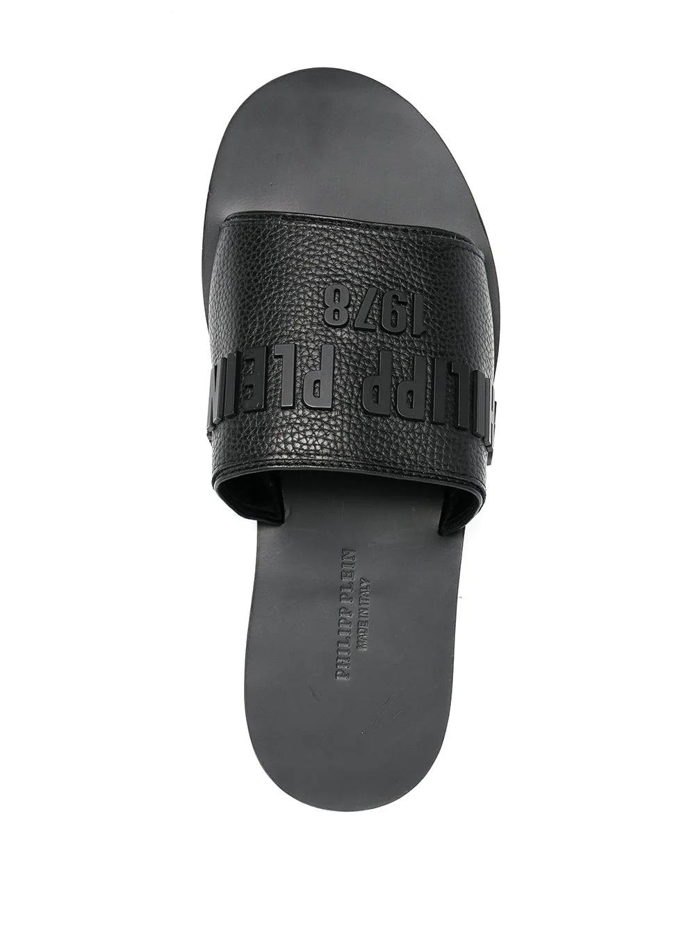 logo-print leather slides - 4