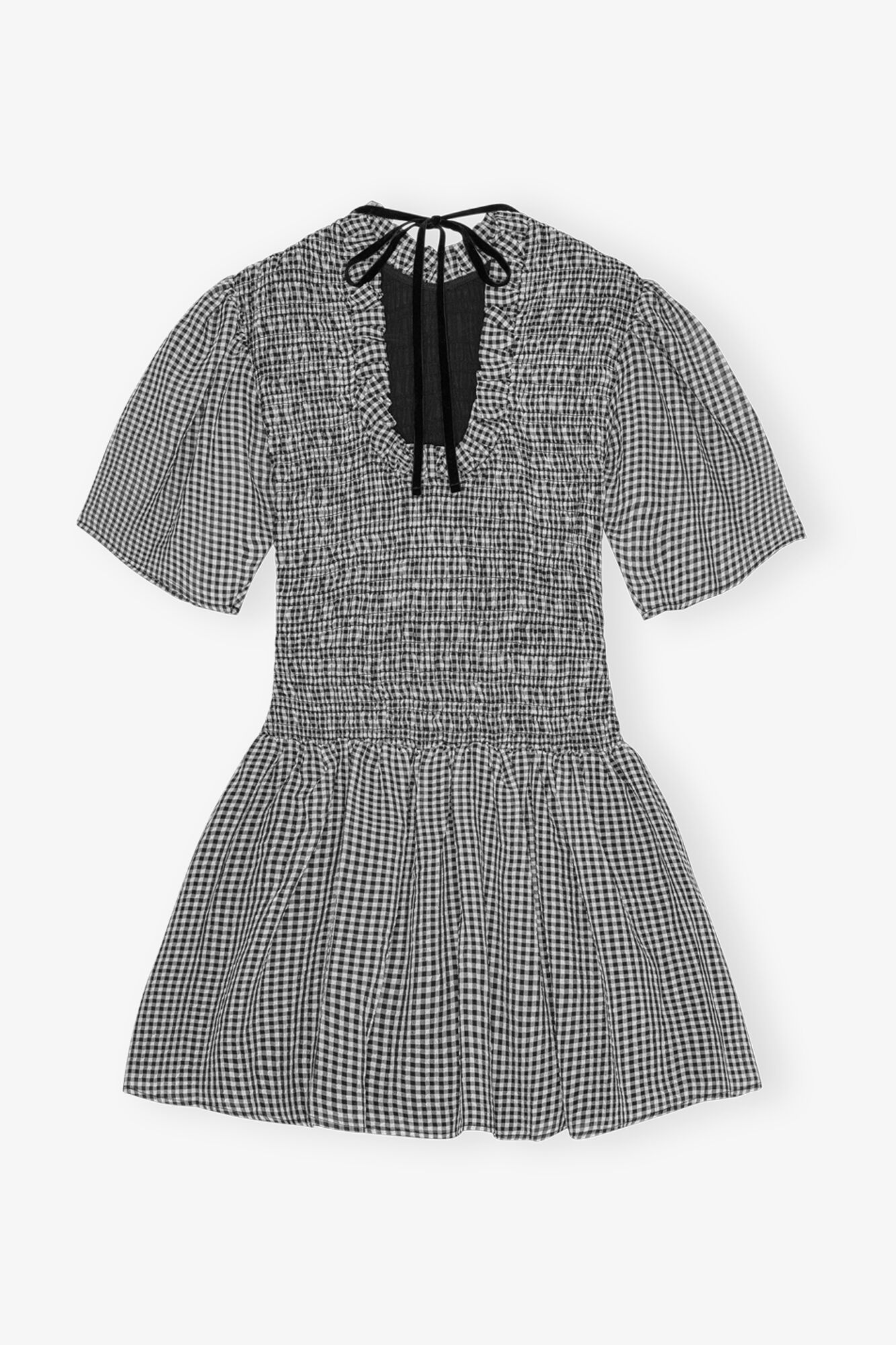 SHEER CHECK MINI SMOCK DRESS - 6