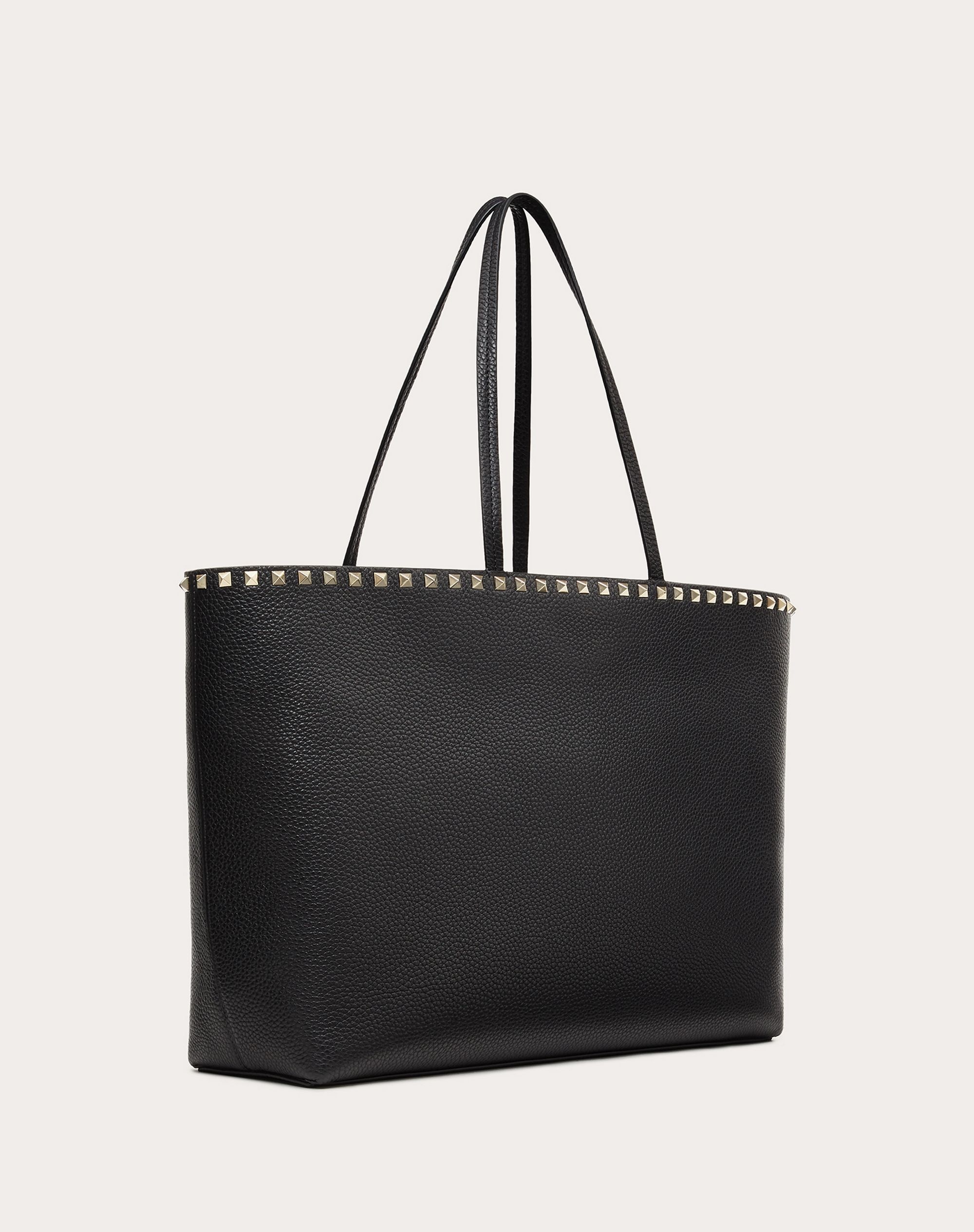 Large grain calfskin leather Rockstud shopping bag - 2