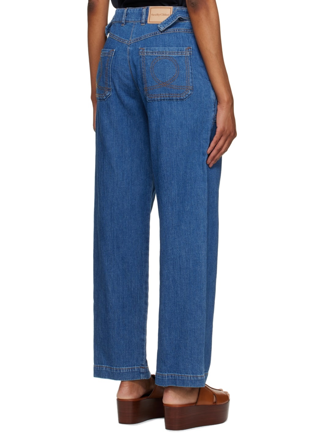 Navy Cinch Strap Jeans - 3