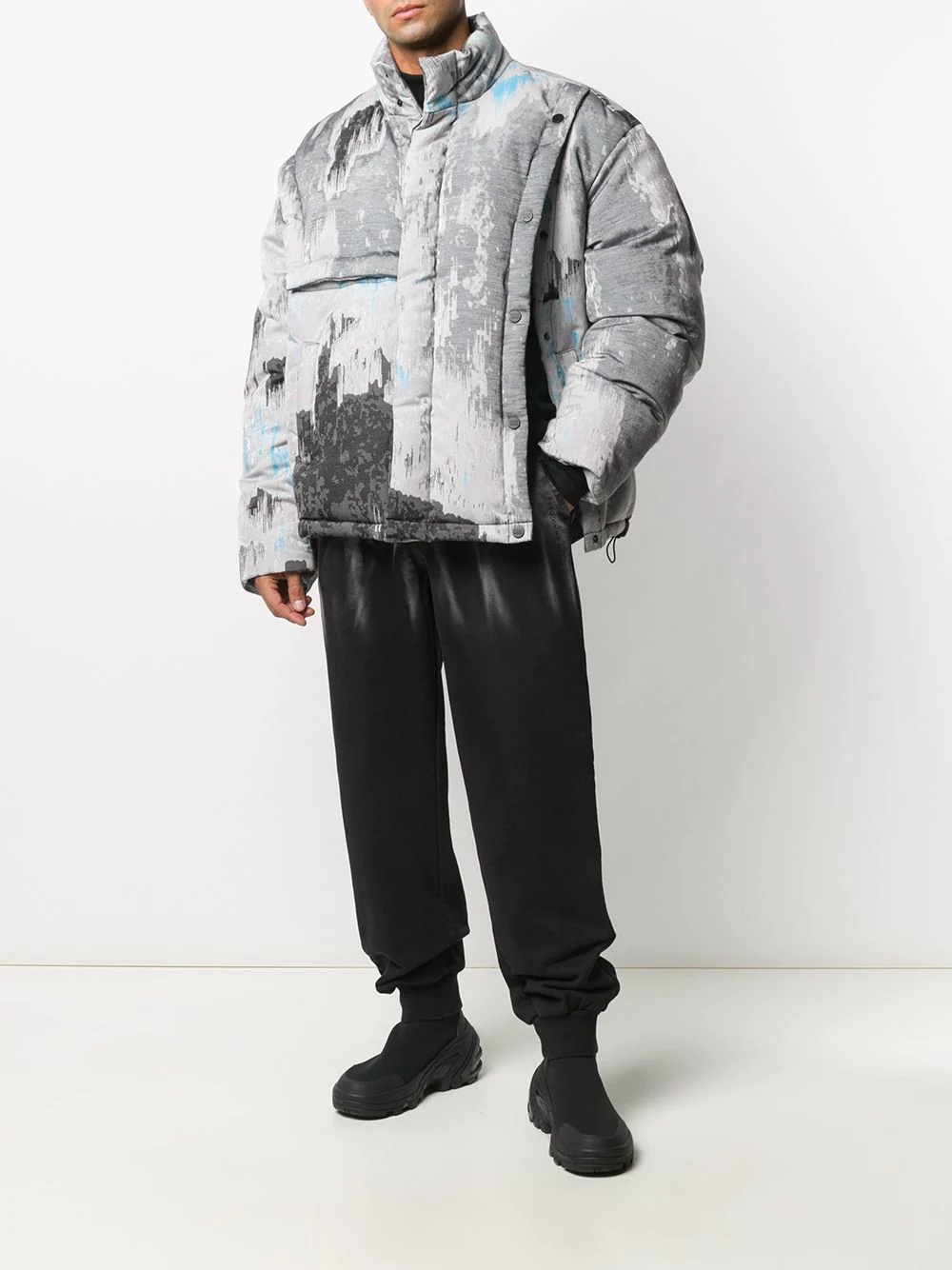 abstract print padded jacket - 2