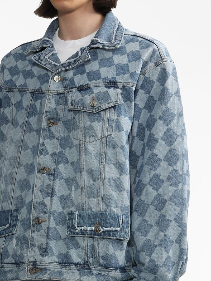 check-pattern denim jacket 5
