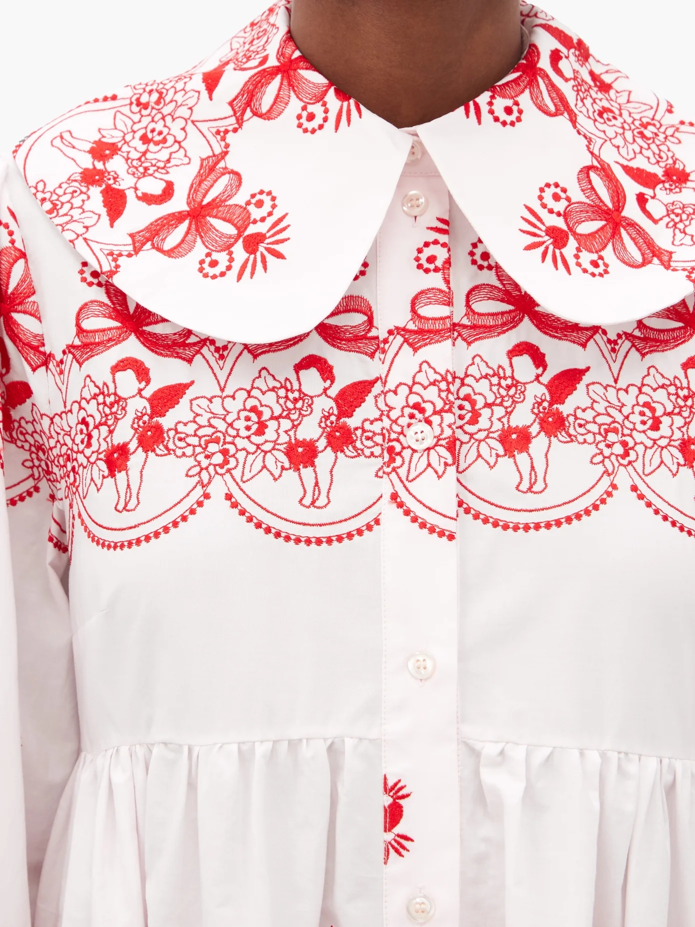 Cherub-embroidered cotton dress - 3