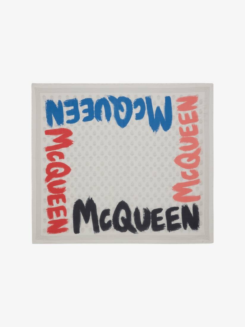 Mcqueen Graffiti Biker Skull Scarf in Multicolour - 1