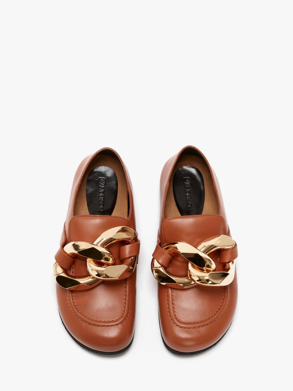 CLOSED BACK LEATHER CHAIN LOAFER - 4