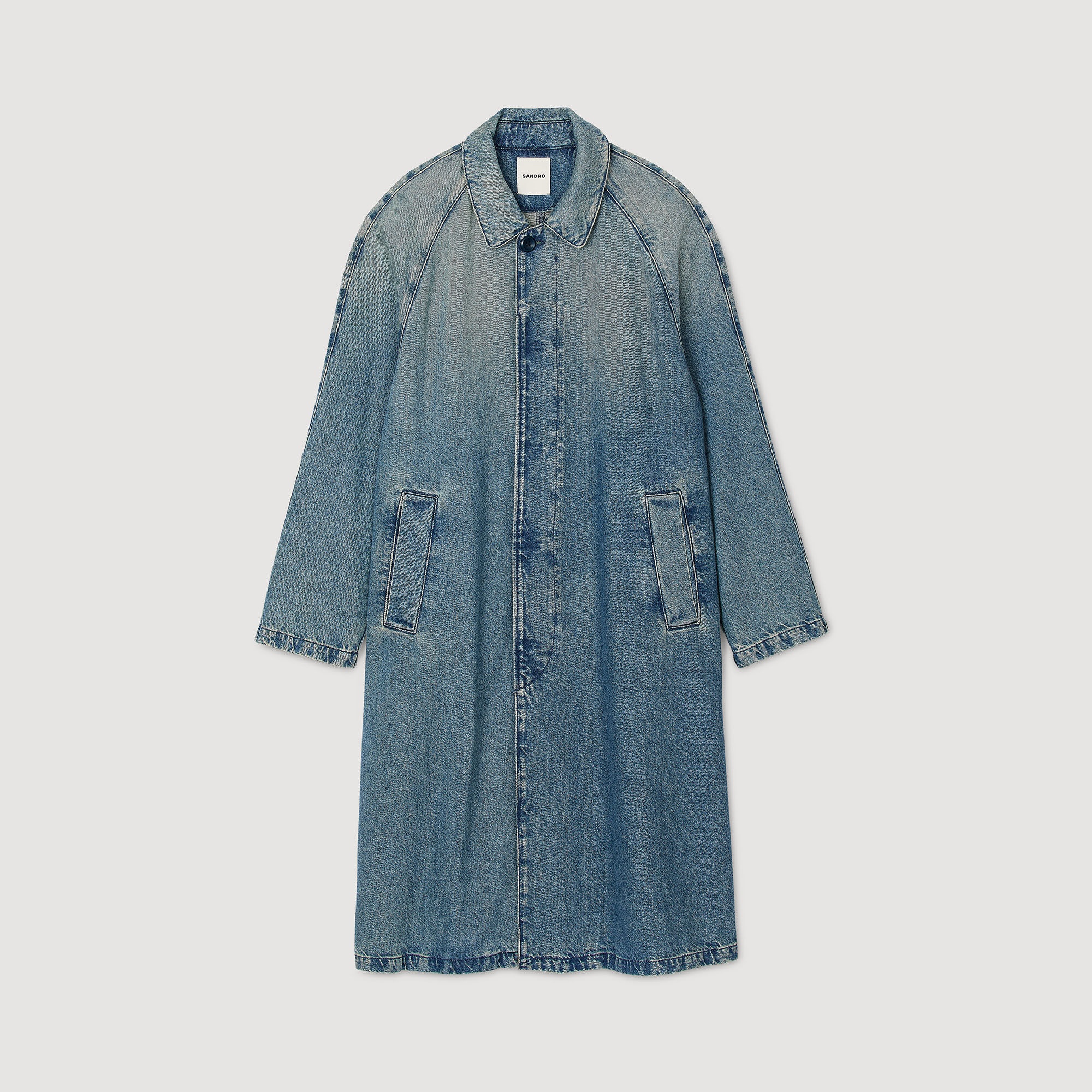 LONG FADED DENIM COAT - 6