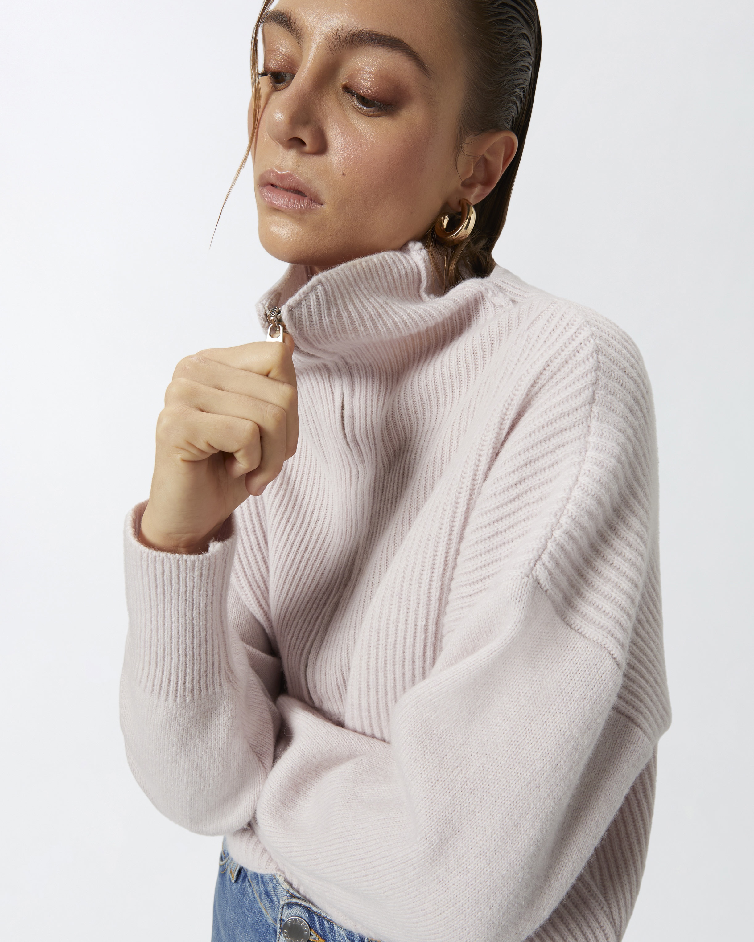 RIBBED JUMPER WITH ZIP NECK - 5