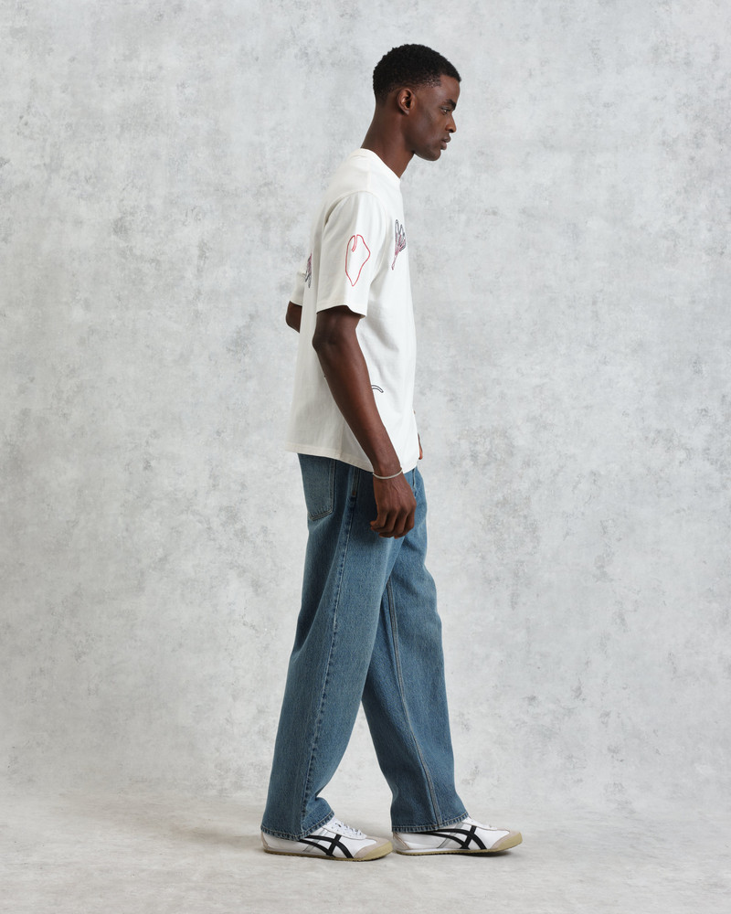 Milton - Ecru Embroidered Organic Cotton T-Shirt 7