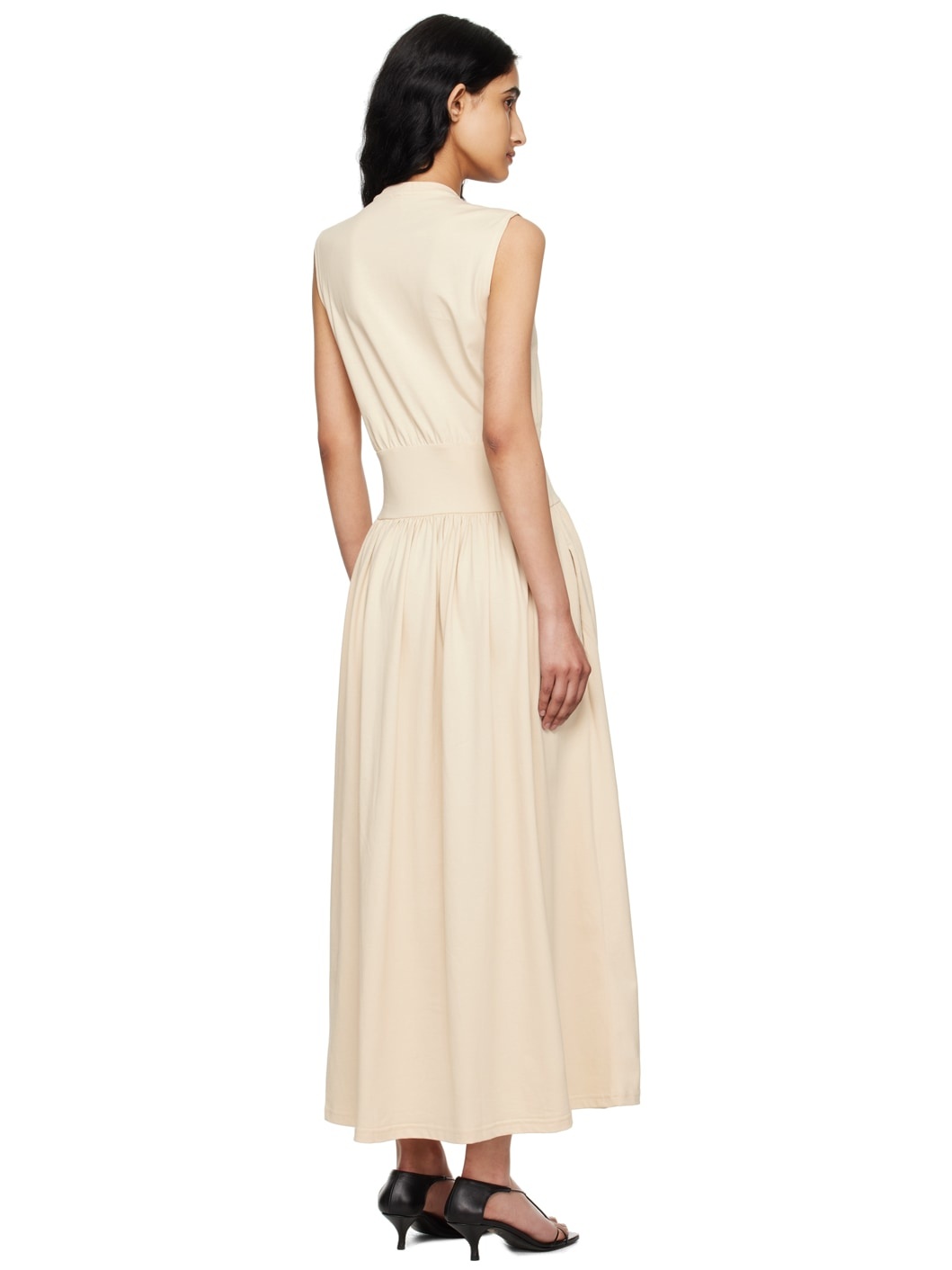 Off-White Sleeveless Midi Dress - 3