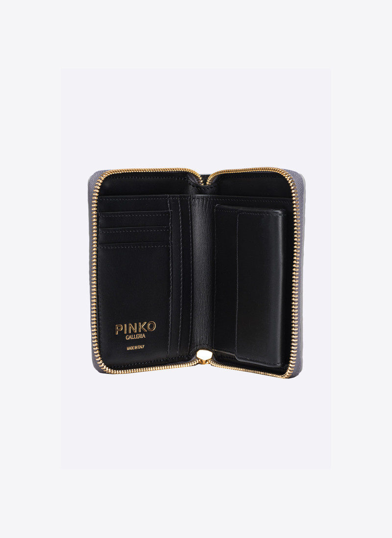 PINKO GALLERIA SQUARE ZIP-AROUND WALLET IN PUNCHED REPTILE SKIN 5