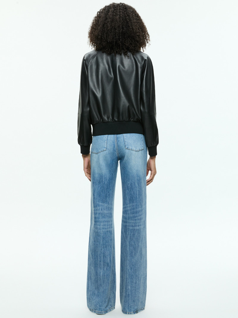 Alice + Olivia FELISA LEATHER VARSITY JACKET outlook