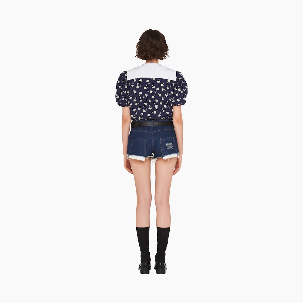 Short-sleeved crepe de chine blouse - 4