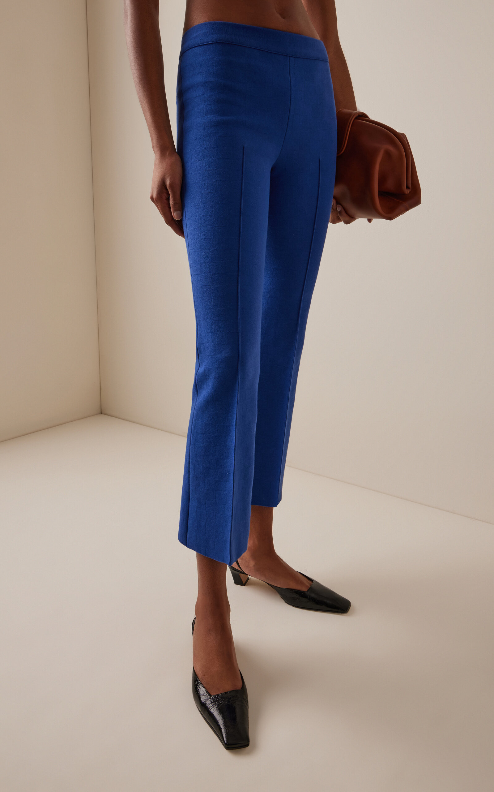 Stretch-Cotton Knit Cropped Flared Pants navy - 3