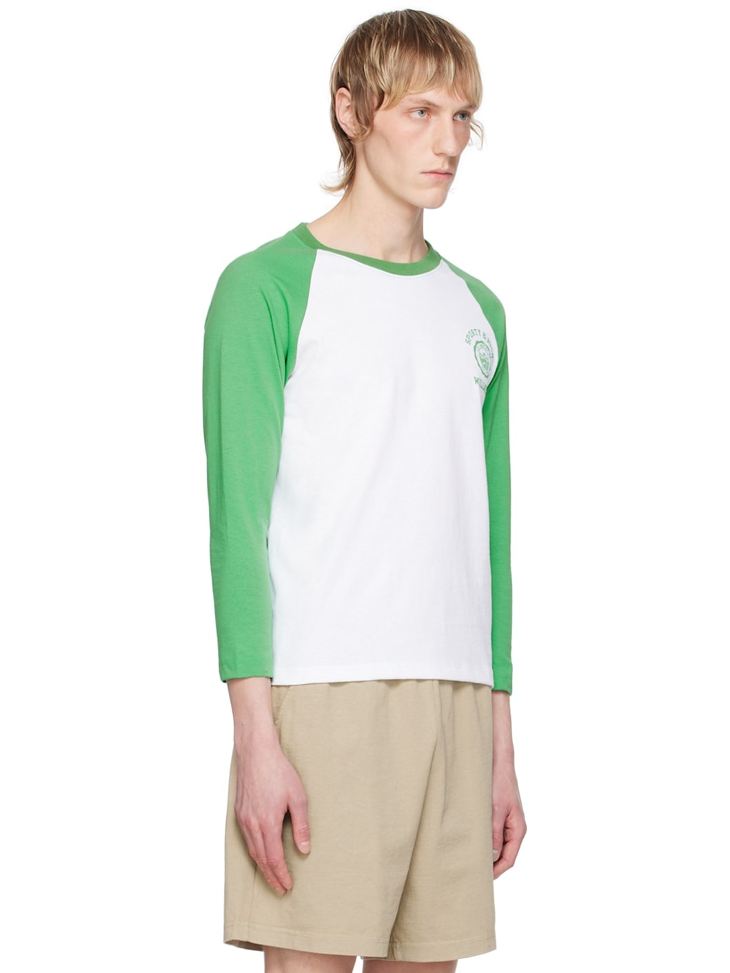 White & Green Emblem Baseball Long Sleeve T-Shirt - 2
