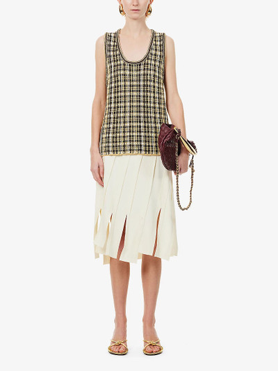 Bottega Veneta Diagonal-design mid-rise stretch-woven midi skirt outlook