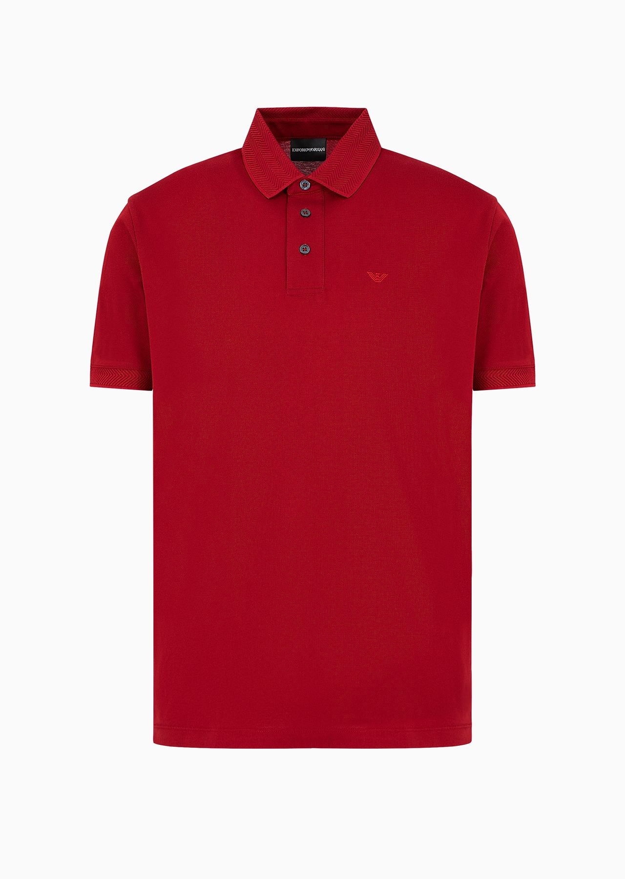 Mercerized piqué polo shirt with chevron trim - 1