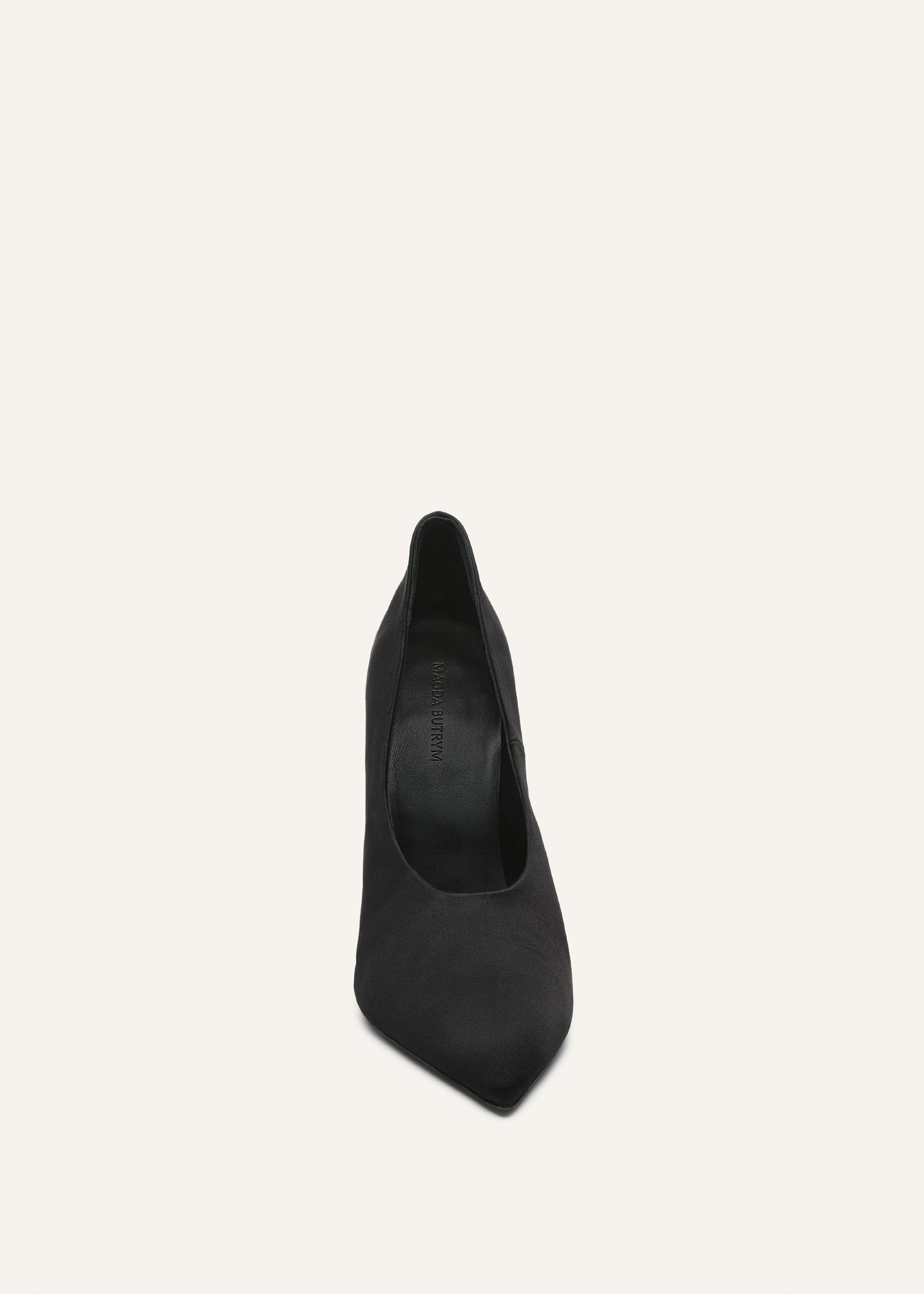Sculptural pointed satin pumps in black - 3