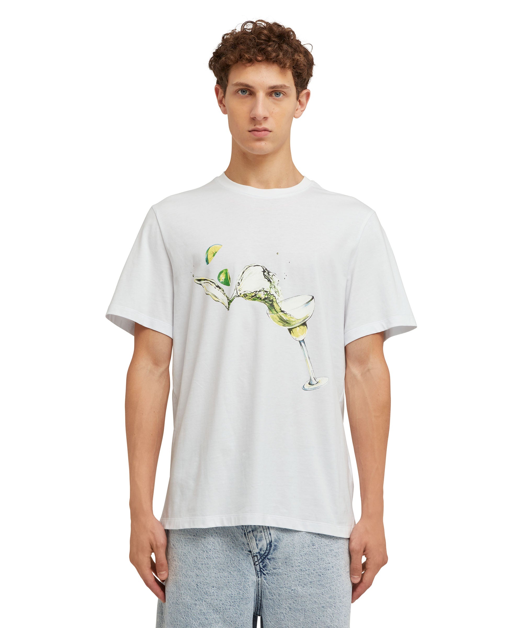 Cotton crewneck t-shirt with "MSGM Margarita" and "club paradiso" graphics - 1