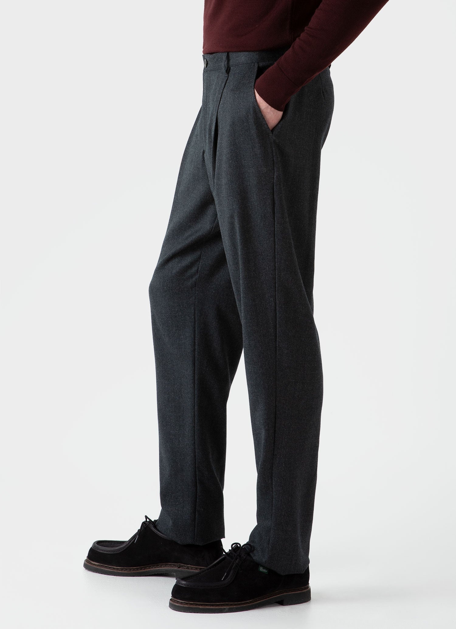 Pleated Wool Flannel Trouser - 5