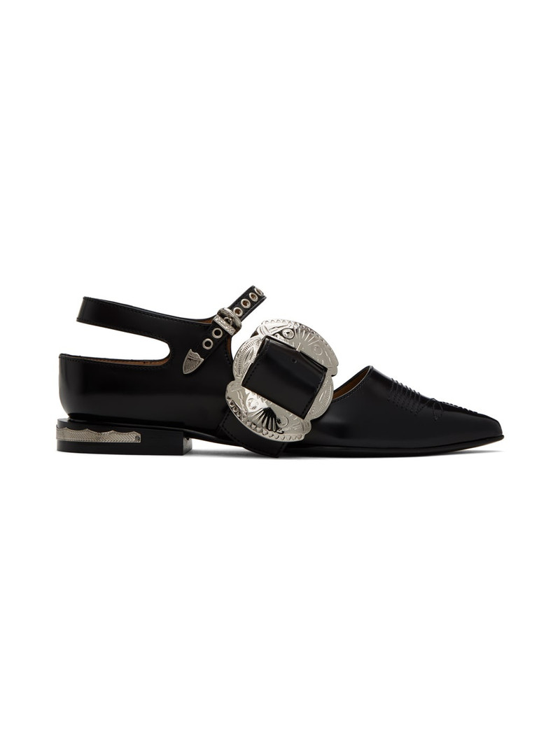 SSENSE Exclusive Black Embellished Buckle Ballerina Flats 1