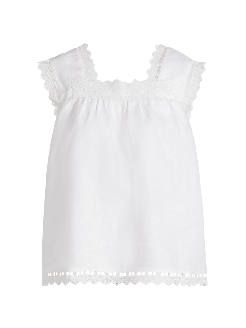 Women's Faye Eyelet-Trim Linen Top - White 1