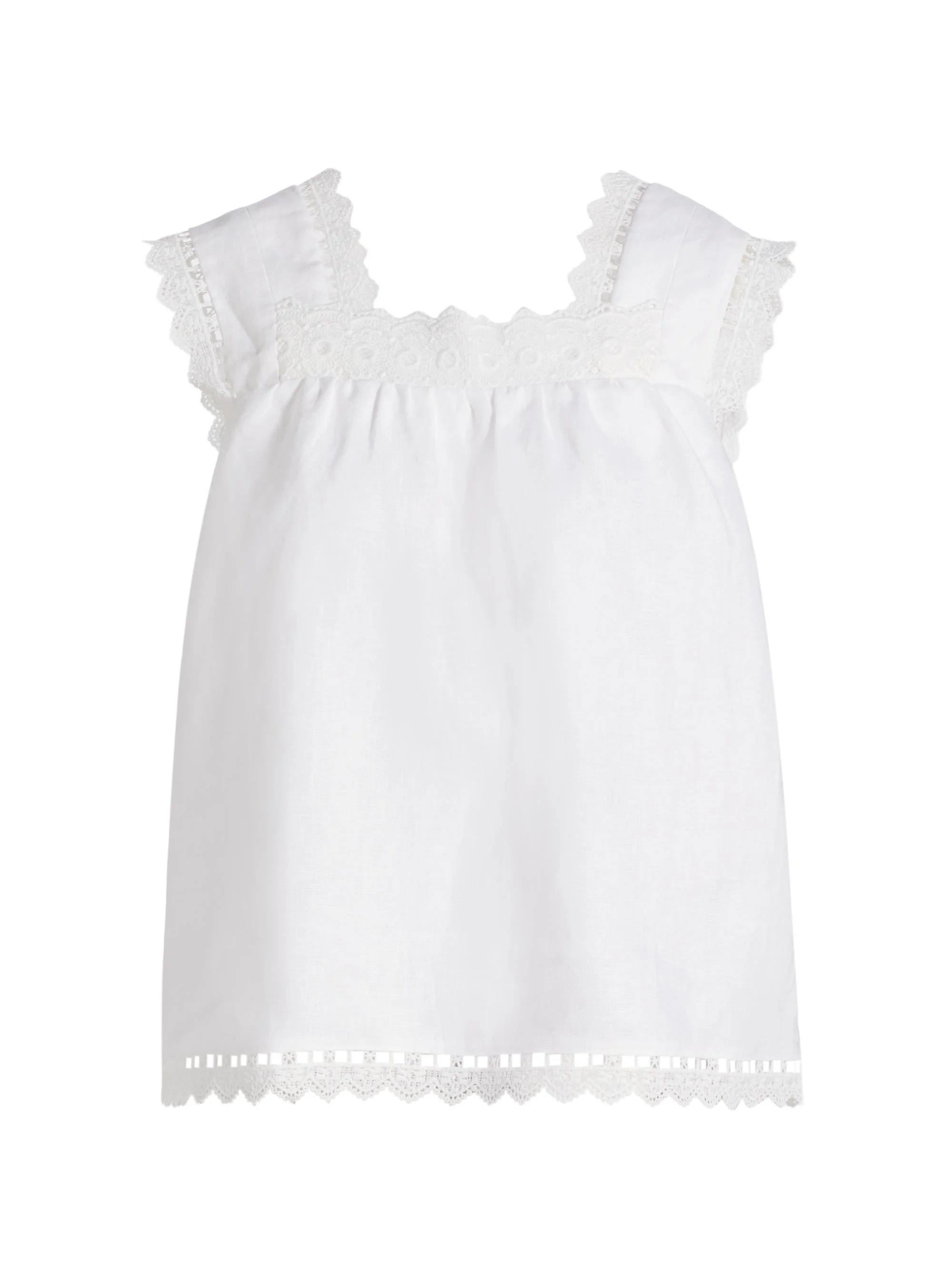 Women's Faye Eyelet-Trim Linen Top - White - 1