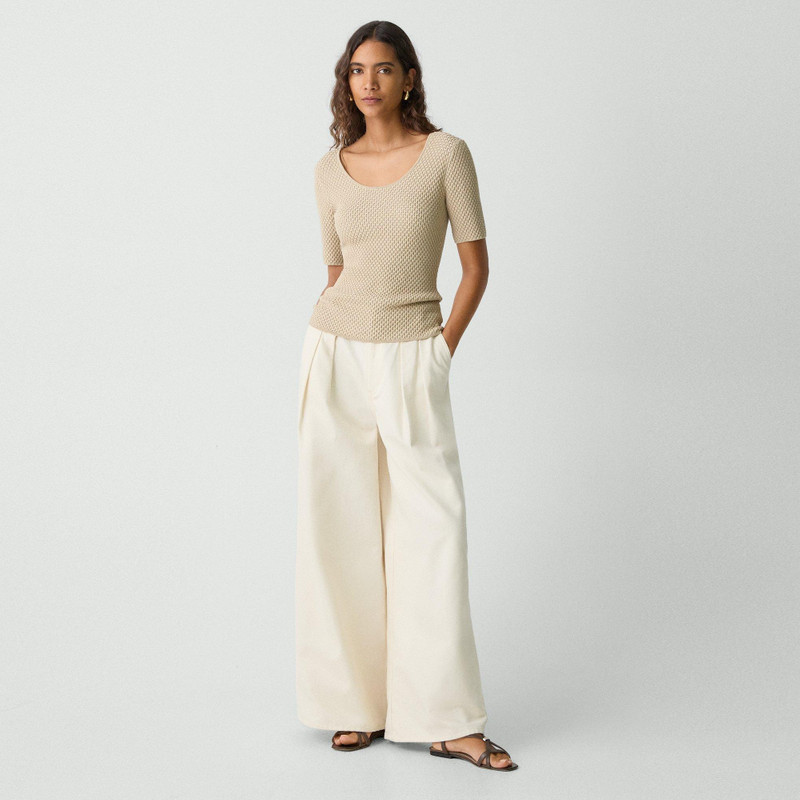 Theory Scoop Neck Top in Textured Cotton-Blend outlook