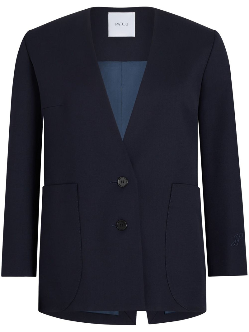 collarless twill jacket 1