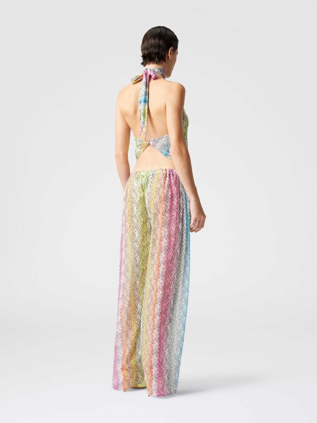 Printed cotton and silk blend trousers with drawstring - 3