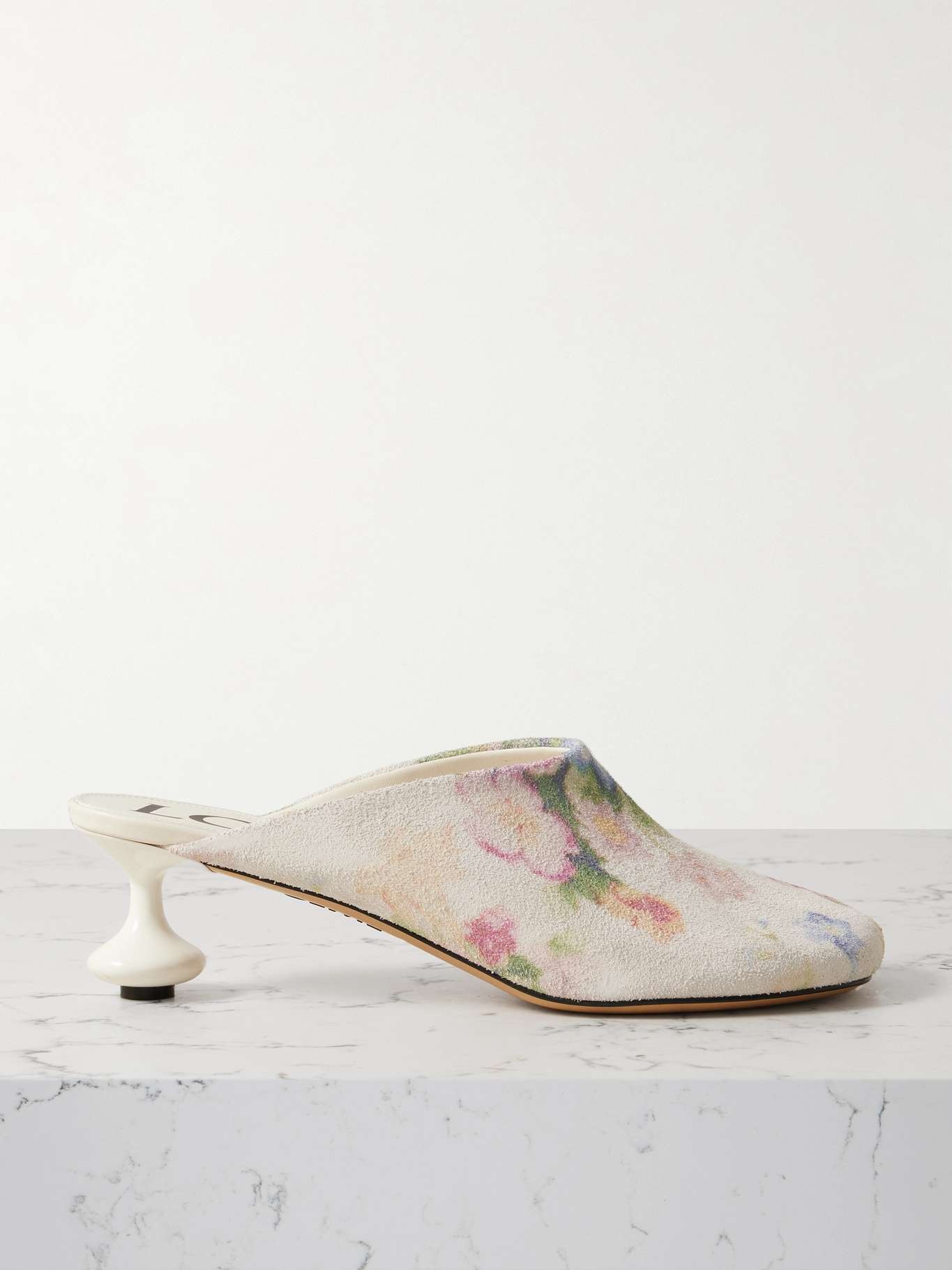 Toy floral-print brushed-suede mules - 1