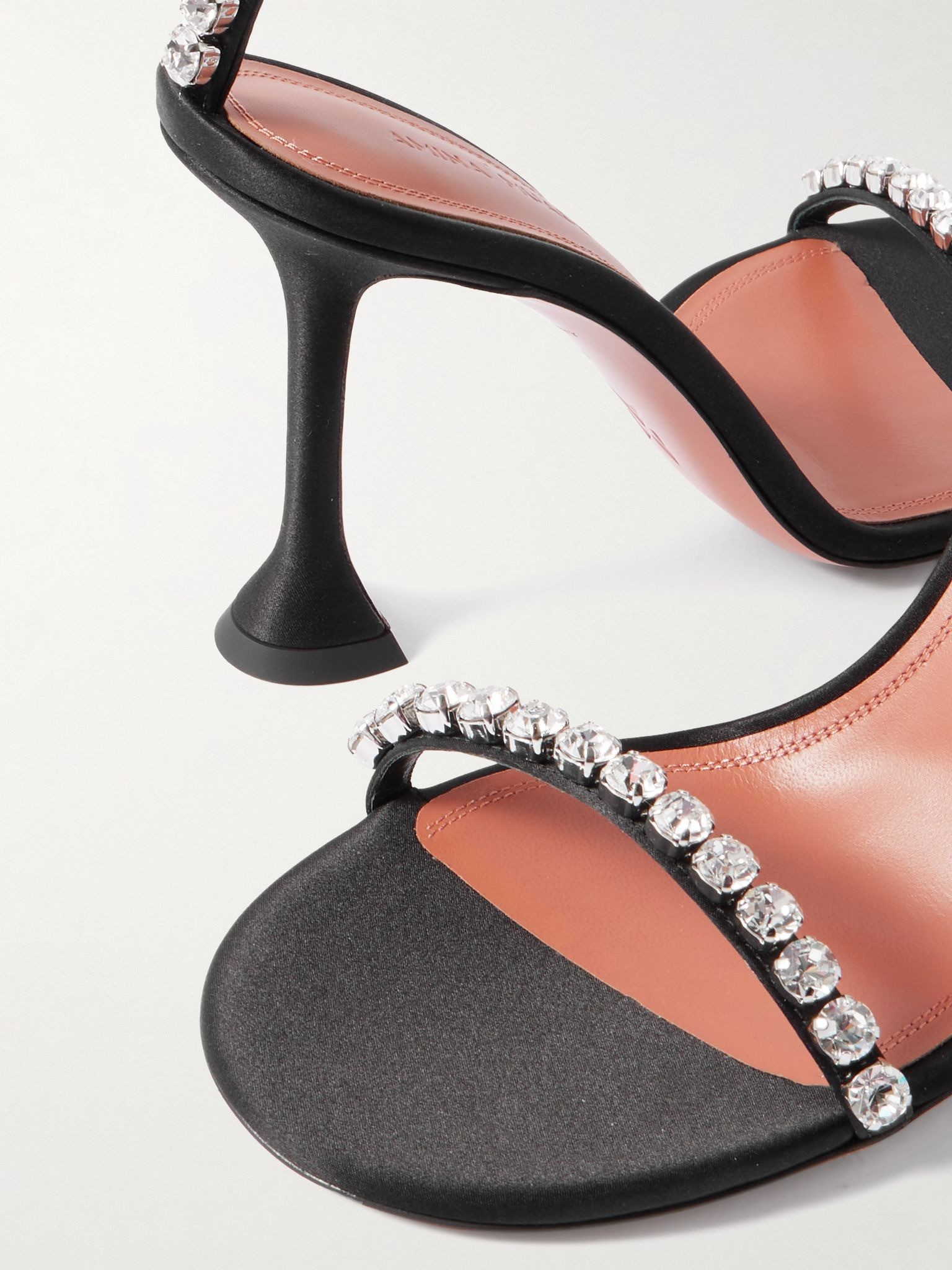 Gigi crystal-embellished satin sandals Black - 4