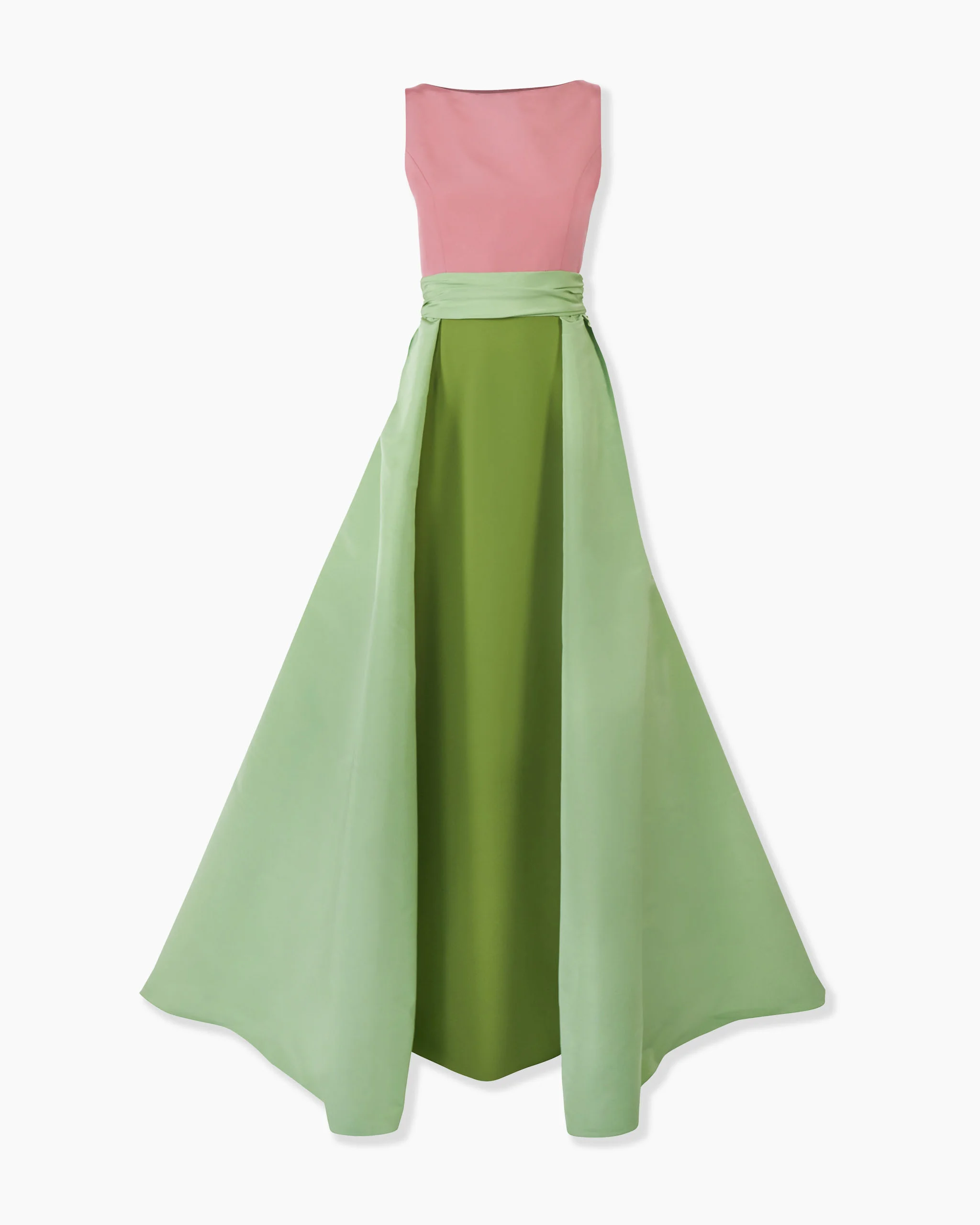 Color-Blocked Column Gown with Overskirt - 1