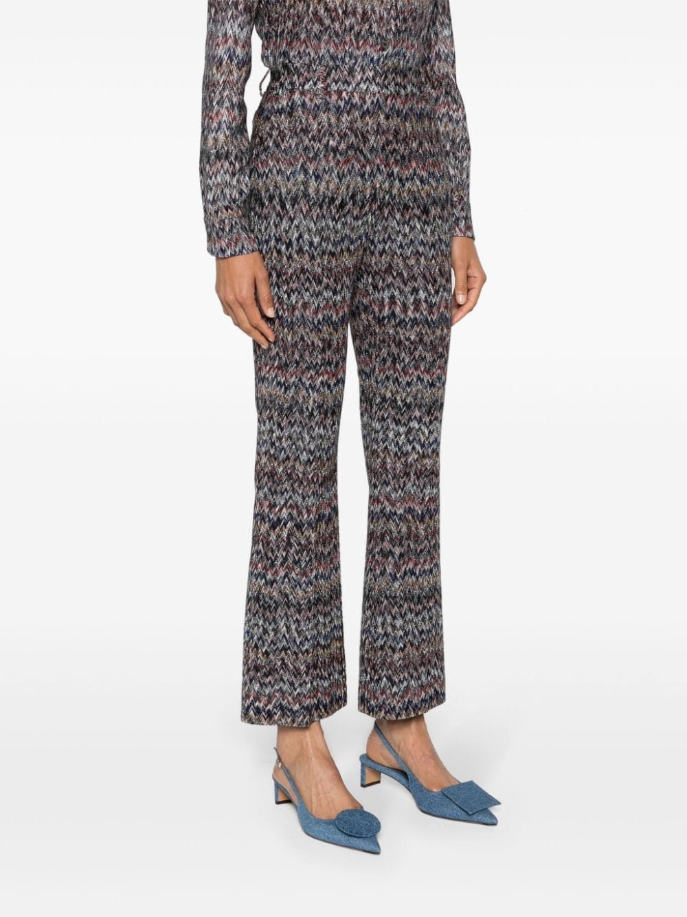 zigzag-woven lamÃ© cropped trousers - 3