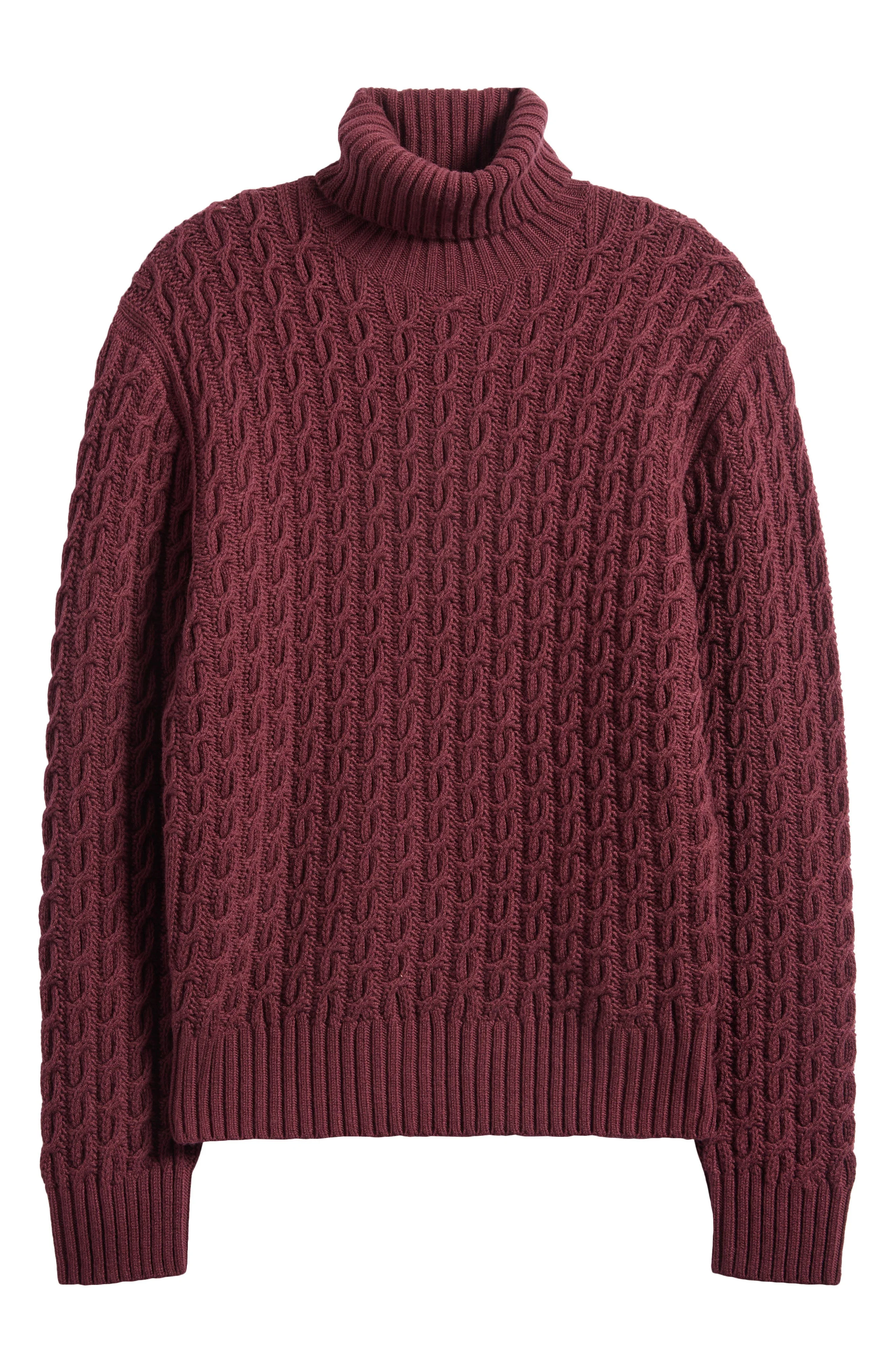 BOSS x Beckham Herrero Wool & Cashmere Cable Sweater in Dark Red at Nordstrom - 1