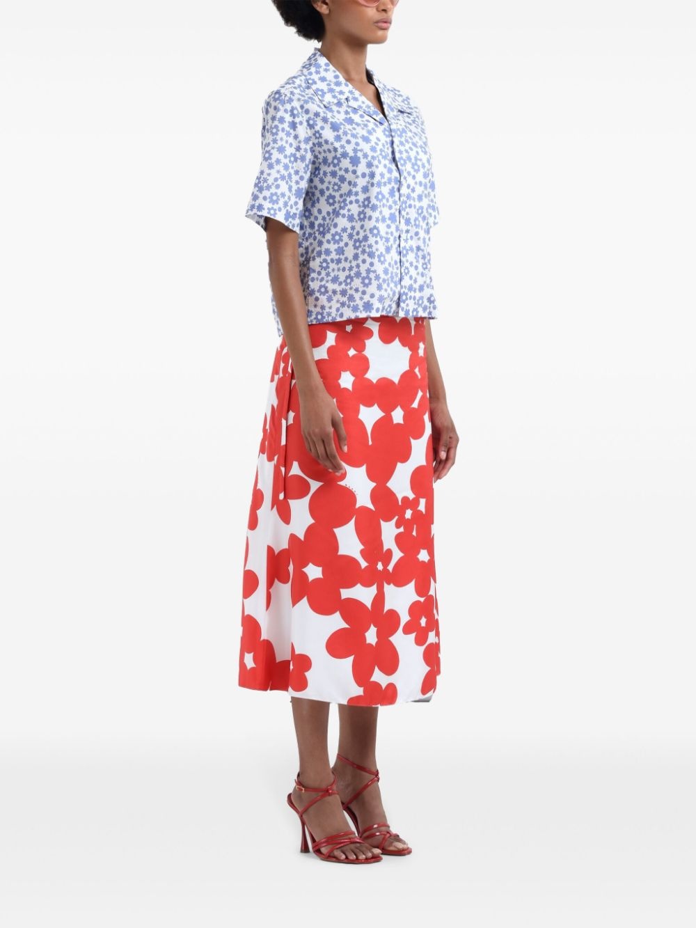 floral-print midi skirt - 3