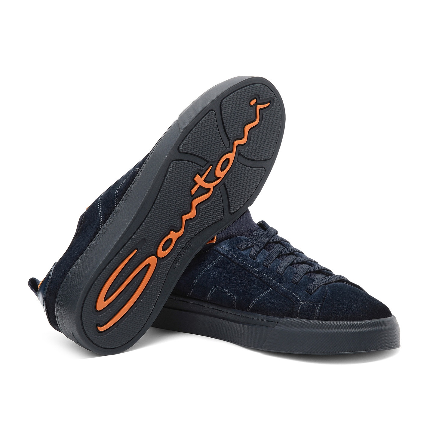 Men's blue suede and leather slip-on sneaker - 4