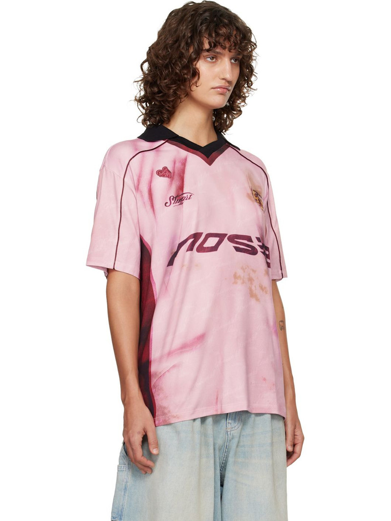 Pink Printed Football Jersey T-shirt 2