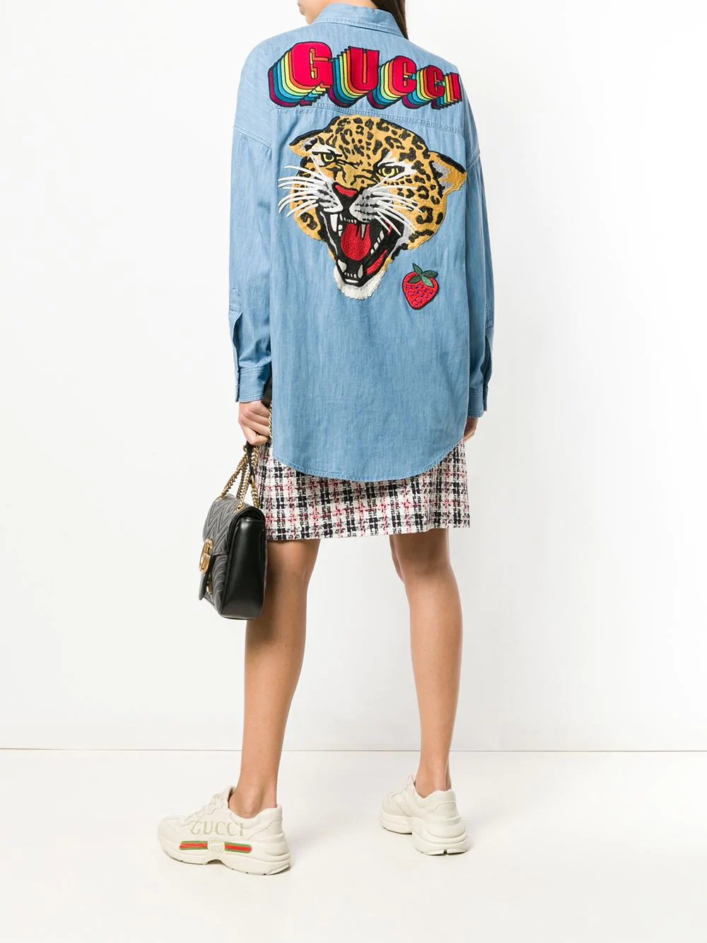 tiger face logo denim shirt - 2