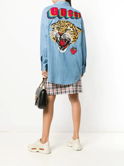 GUCCI tiger face logo denim shirt outlook