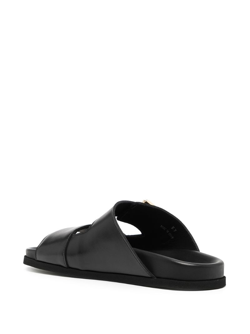 buckled leather slides - 3