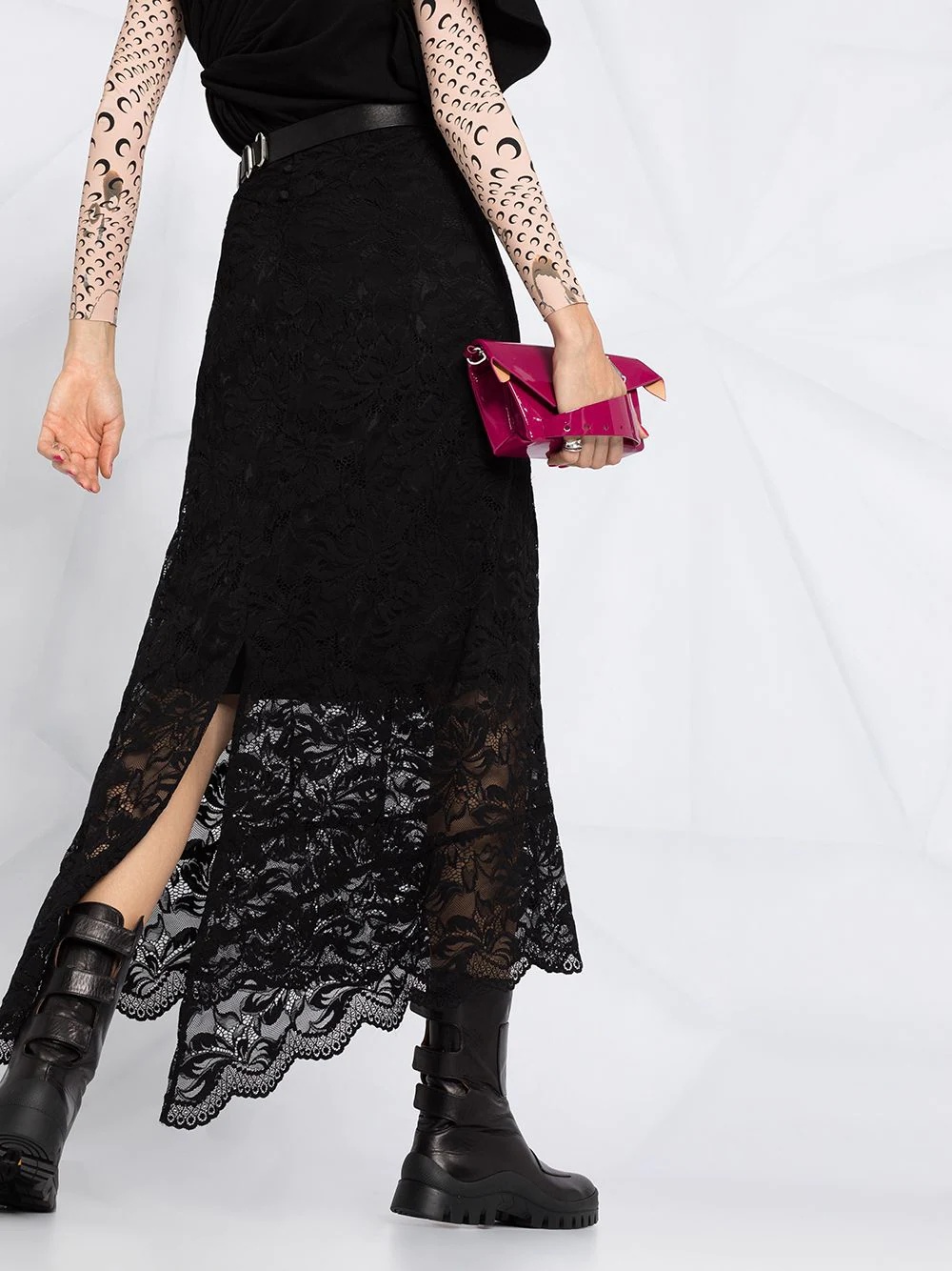 split-hem lace midi skirt - 5